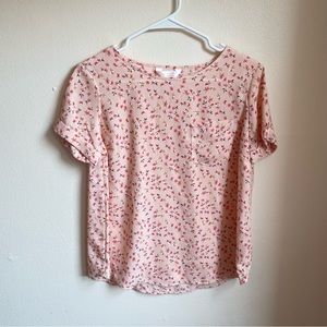 LC Lauren Conrad size XS Woven Pink Floral Pocket Top